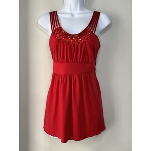 VTG Y2K Speechless Embellished Tank Top Juniors L Red Babydoll Going Out Strappy